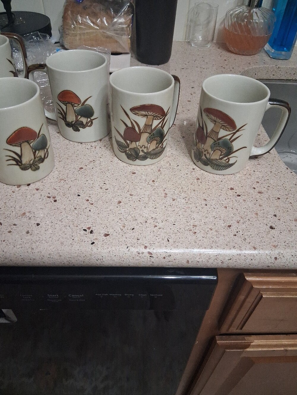Vintage Boho Retro Mushroom Toadstool Cup 70s Mug Set of 4 Cottagecore Lot